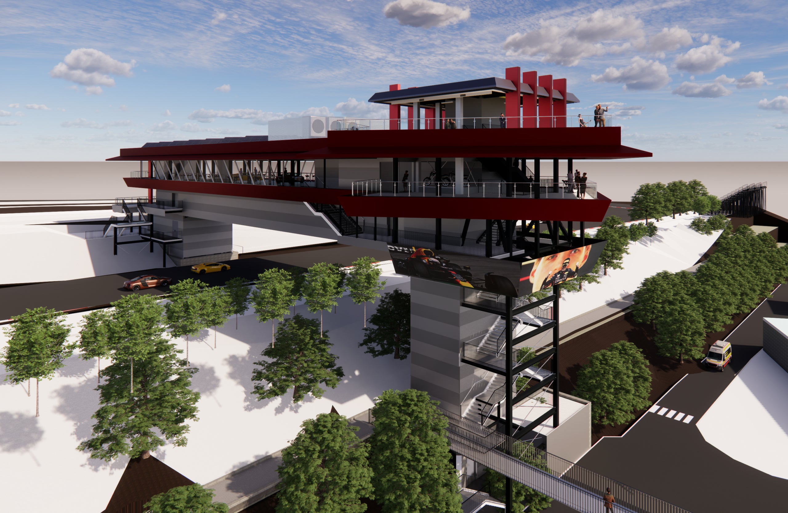 Render de l'edifici Rooftop del Circuit / Foto: Circuit de Barcelona-Catalunya