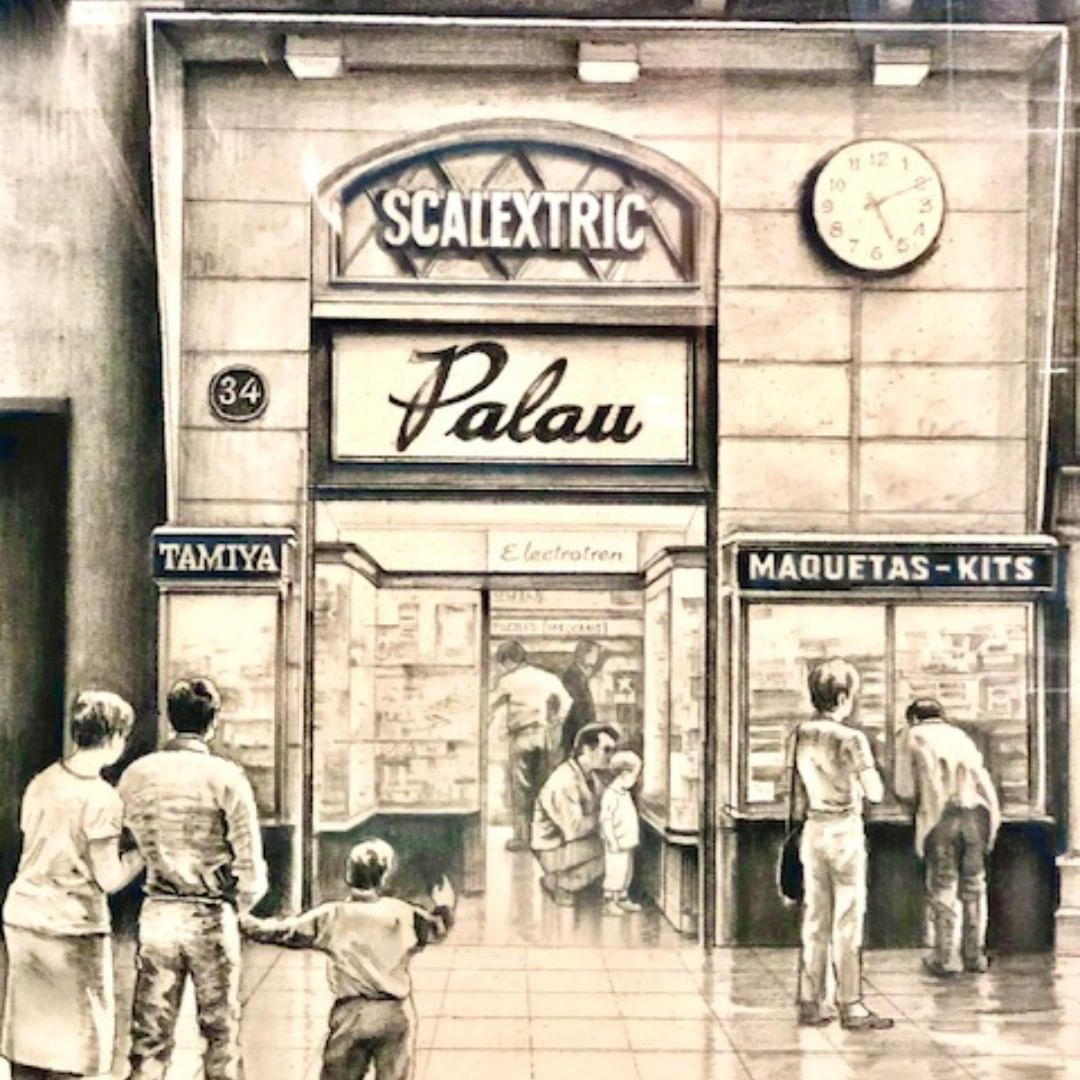 Dibujo que muestra la fachada principal de la Casa Palau cuando estaba ubicada al número 34 de la calle Pelai / Casa Palau
