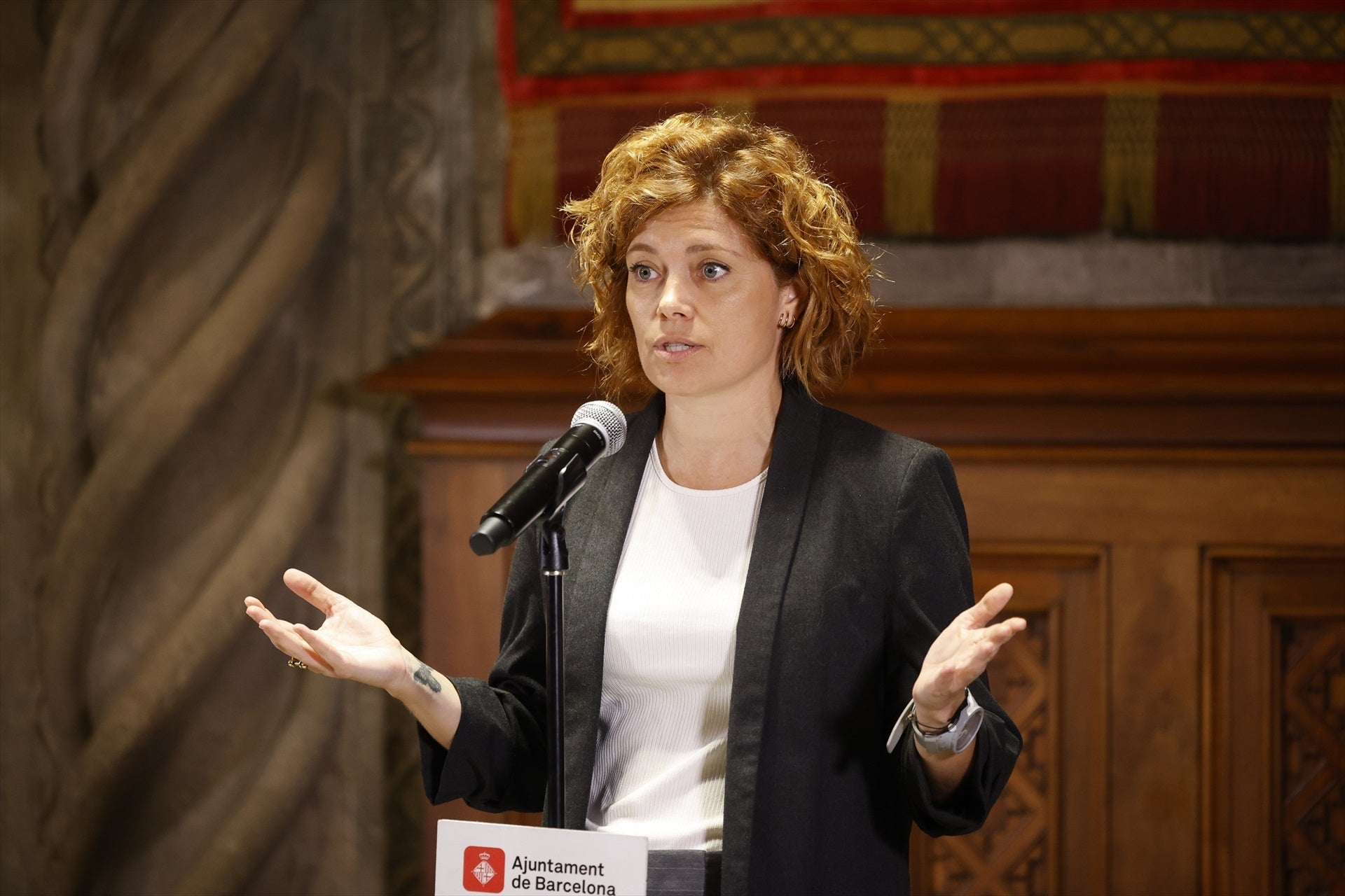 La líder d'ERC a l'Ajuntament de Barcelona, Elisenda Alamany, en una roda de premsa / Europa Press