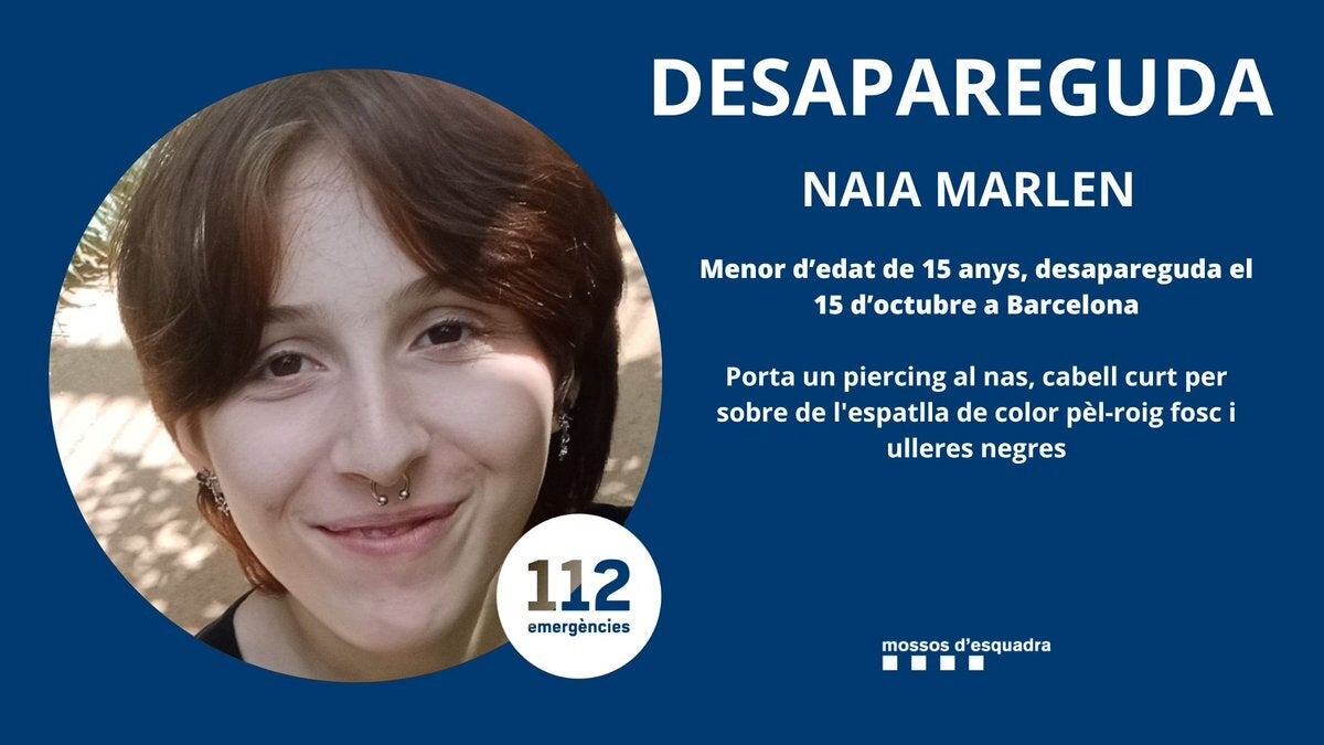 Alerta de los Mossos con la imagen de la chica desaparecida en Barcelona / Mossos