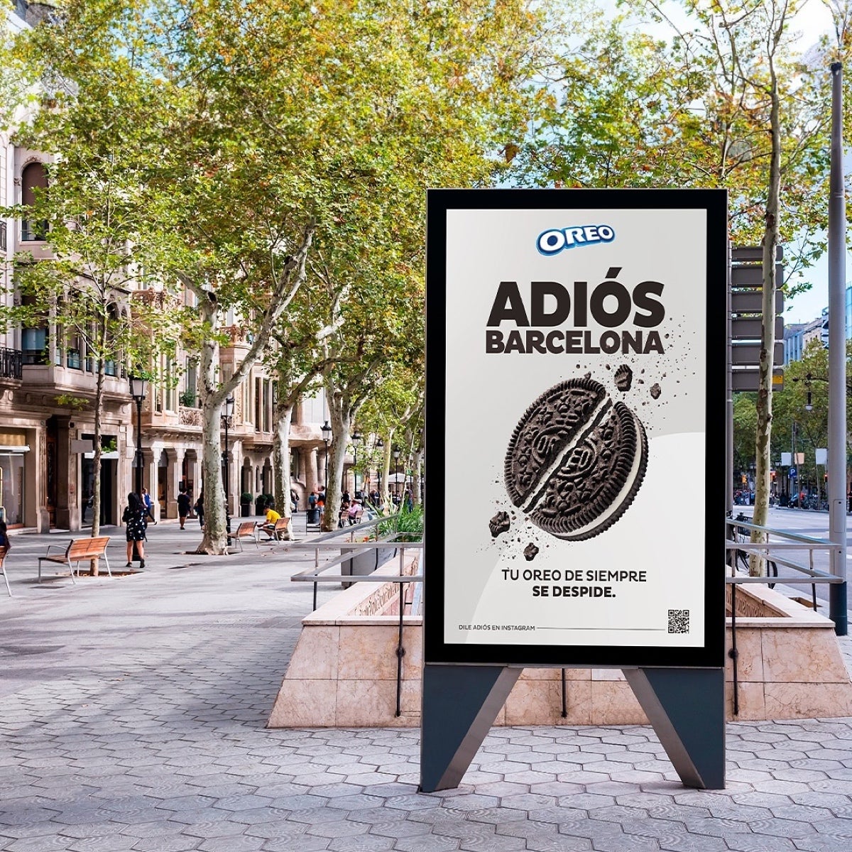 Marquesina de les galetes Oreo, que ha aparegut aquest matí a Barcelona 