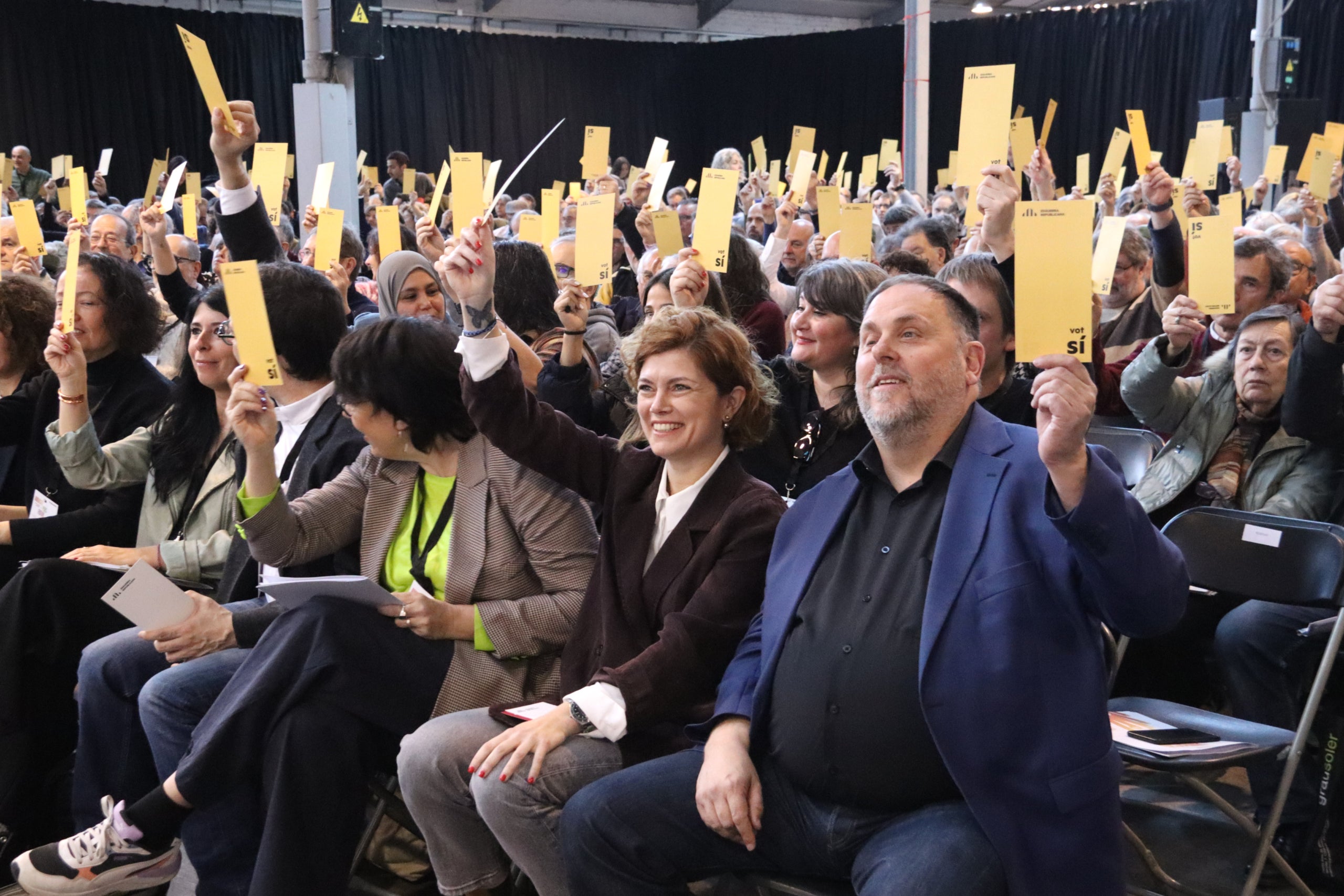 Oriol Junqueras i Elisenda Alamany, el 15 de març, en el congrés d'ERC / ACN-Mireia Pratdesaba