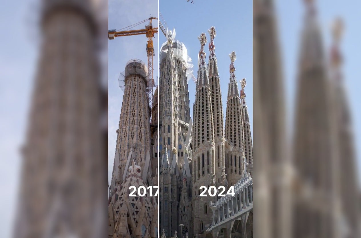 La Sagrada Família mostra a les xarxes socials com ha canviat la seva façana 