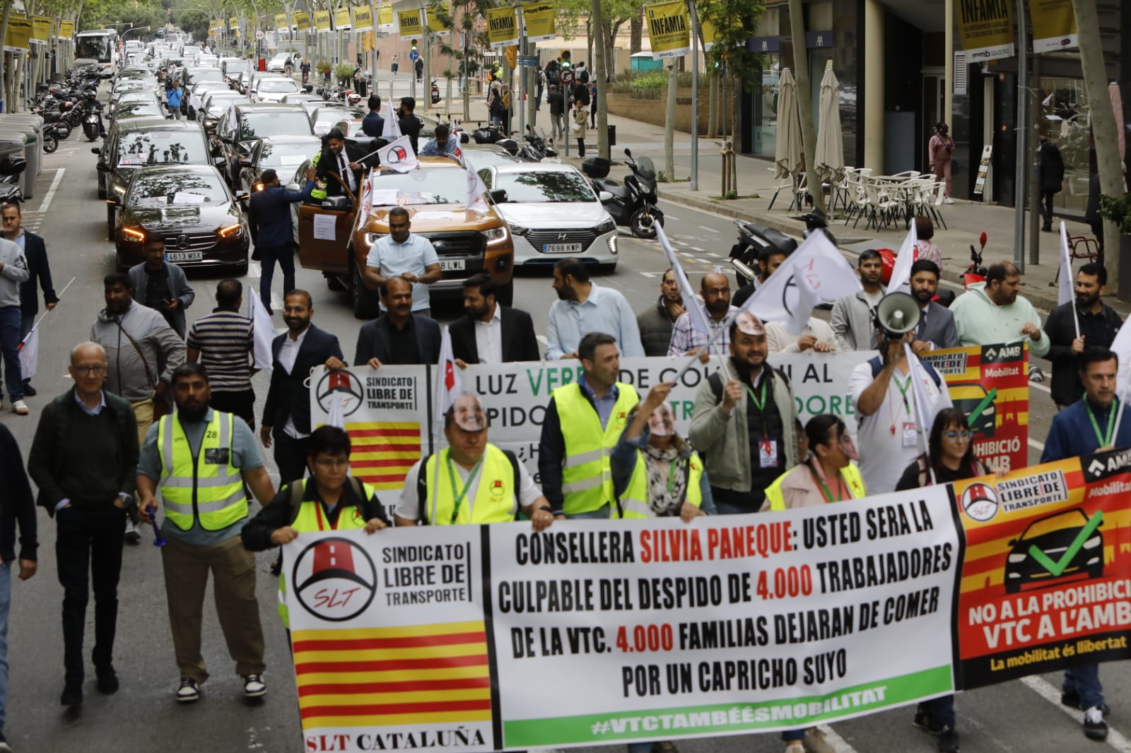 Manifestants de la marxa de les VTCs contra la llei de transport del Govern / Cedida
