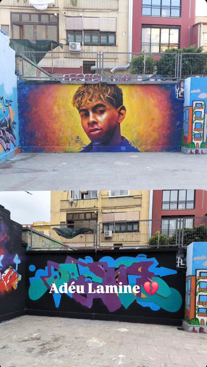 El mural dedicado a Lamine Yamal era obra del artista Axe Colours, el alter ego del joven barcelonés Adrià Bosch / Axe Colours