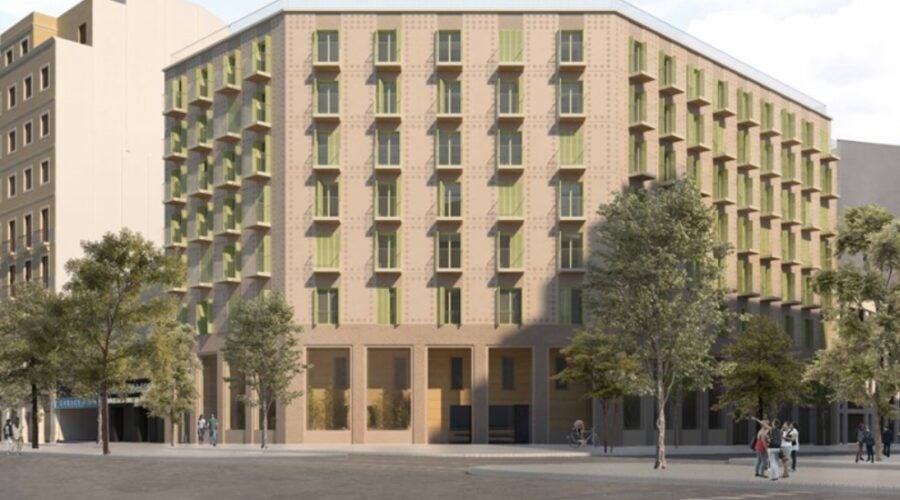 Render de un edificio de viviendas públicas en la Gran Vía / ACN