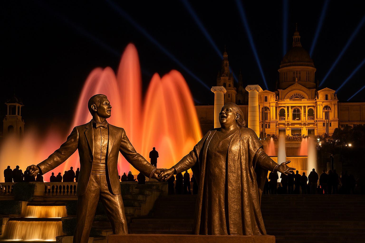 Render de l'estàtua de Montserrat Caballé i Freddie Mercury / PP