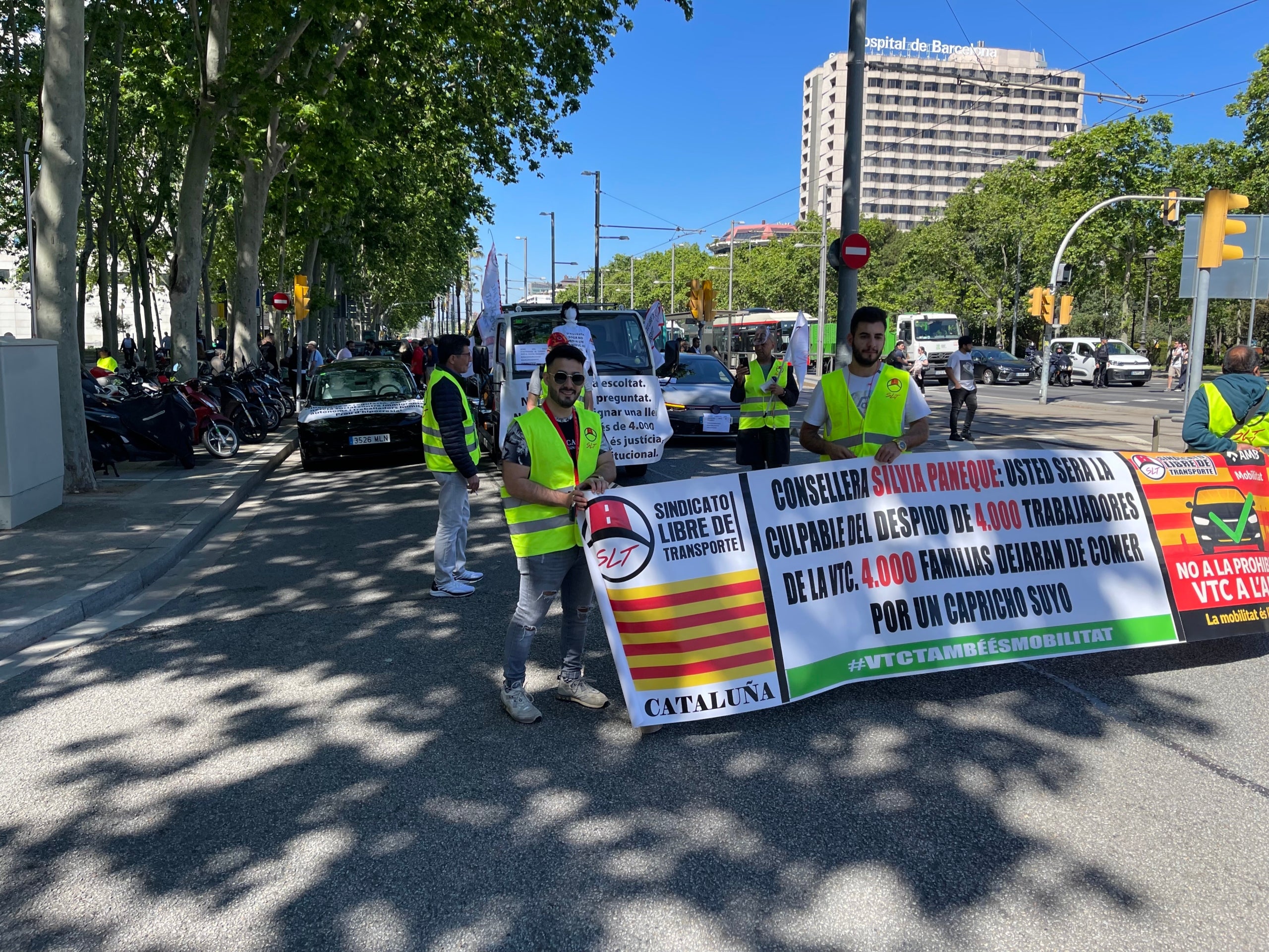 Capçalera de la protesta de les VTC d'aquest matí a la Diagonal/Quico Sallés