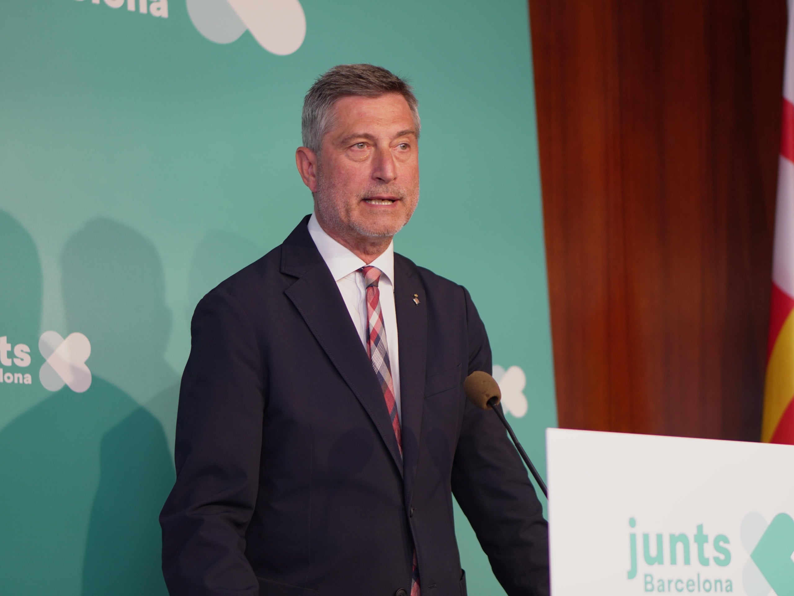 Martí Galbis (Junts) en roda de premsa a l'Ajuntament | Junts per Barcelona