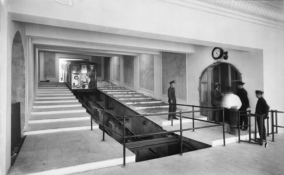 Fotografia de l'antiga estació de Miramar del funicular de Montjuïc inaugurada el 1929 / Arxiu Fundació TMB (Cedida)