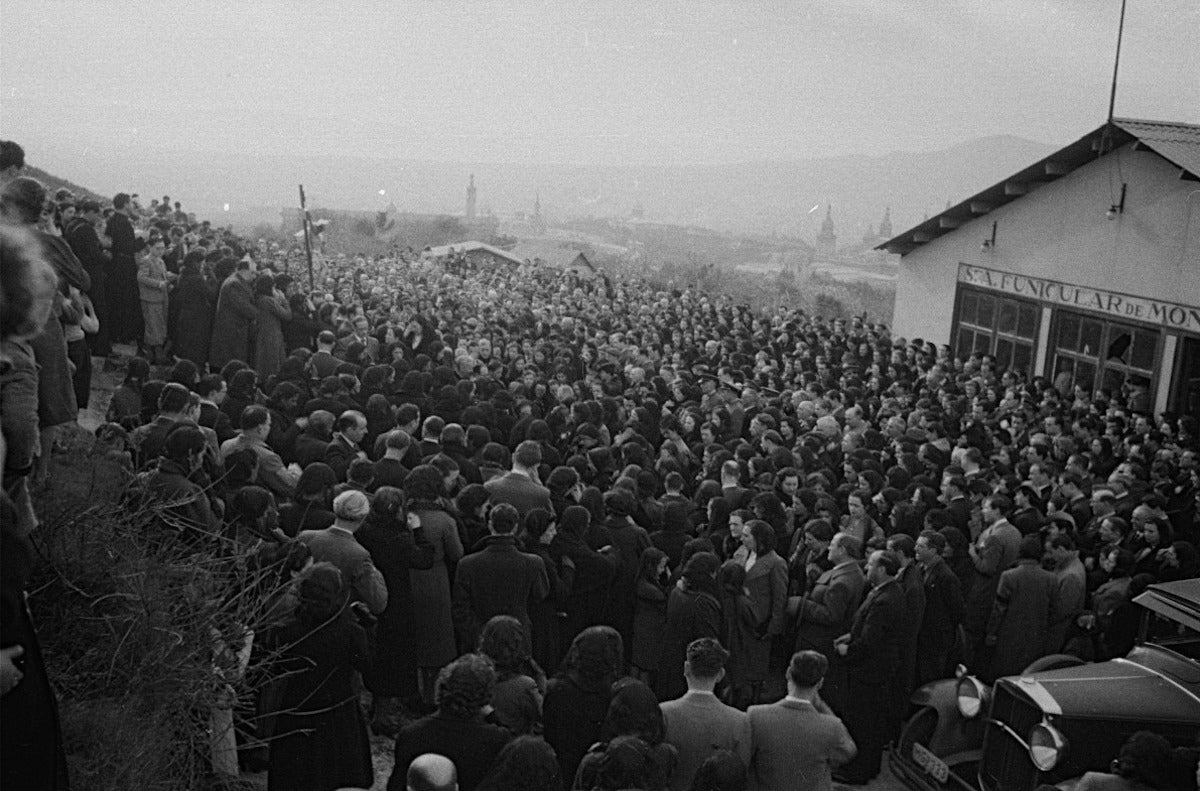 Fotografia de l'antiga estació del funicular als peus del castell de Montjuïc / Arxiu Fundació TMB (Cedida)