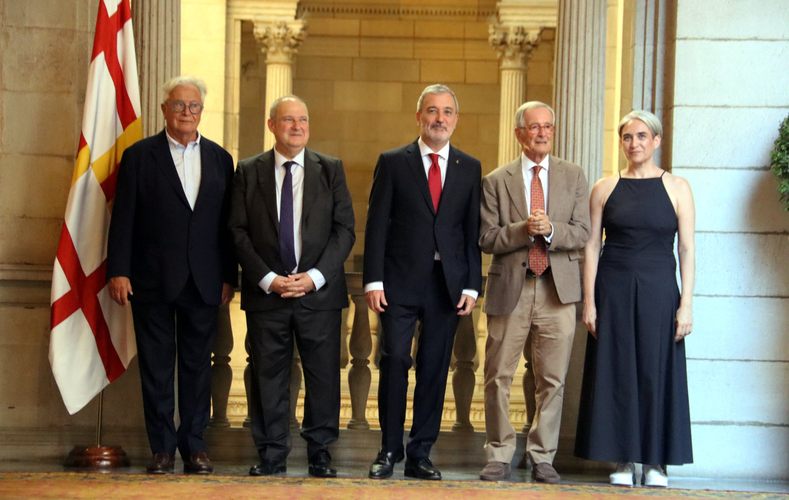Clos, Hereu, Collboni, Serra y Colau, de izquierda a derecha / ACN-Nazaret Romero