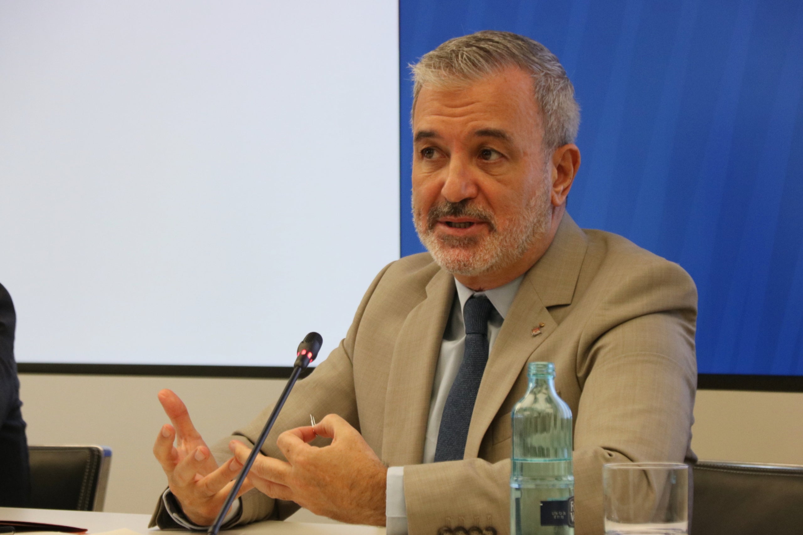 Jaume Collboni, en una rueda de prensa en el Puerto / ACN-Norma Vidal