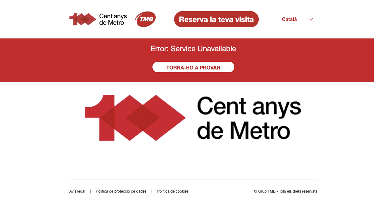 La web de TMB para visitar las estaciones fantasma del metro ha colapsado el mismo día que se abrían las reservas / TMB