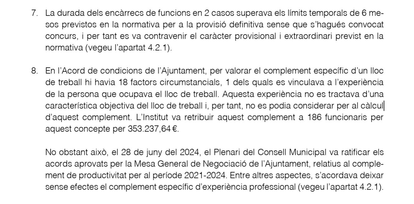 Part de l'informe de la Sindicatura sobre l'Institut Municipal d'Informàtica/SdC