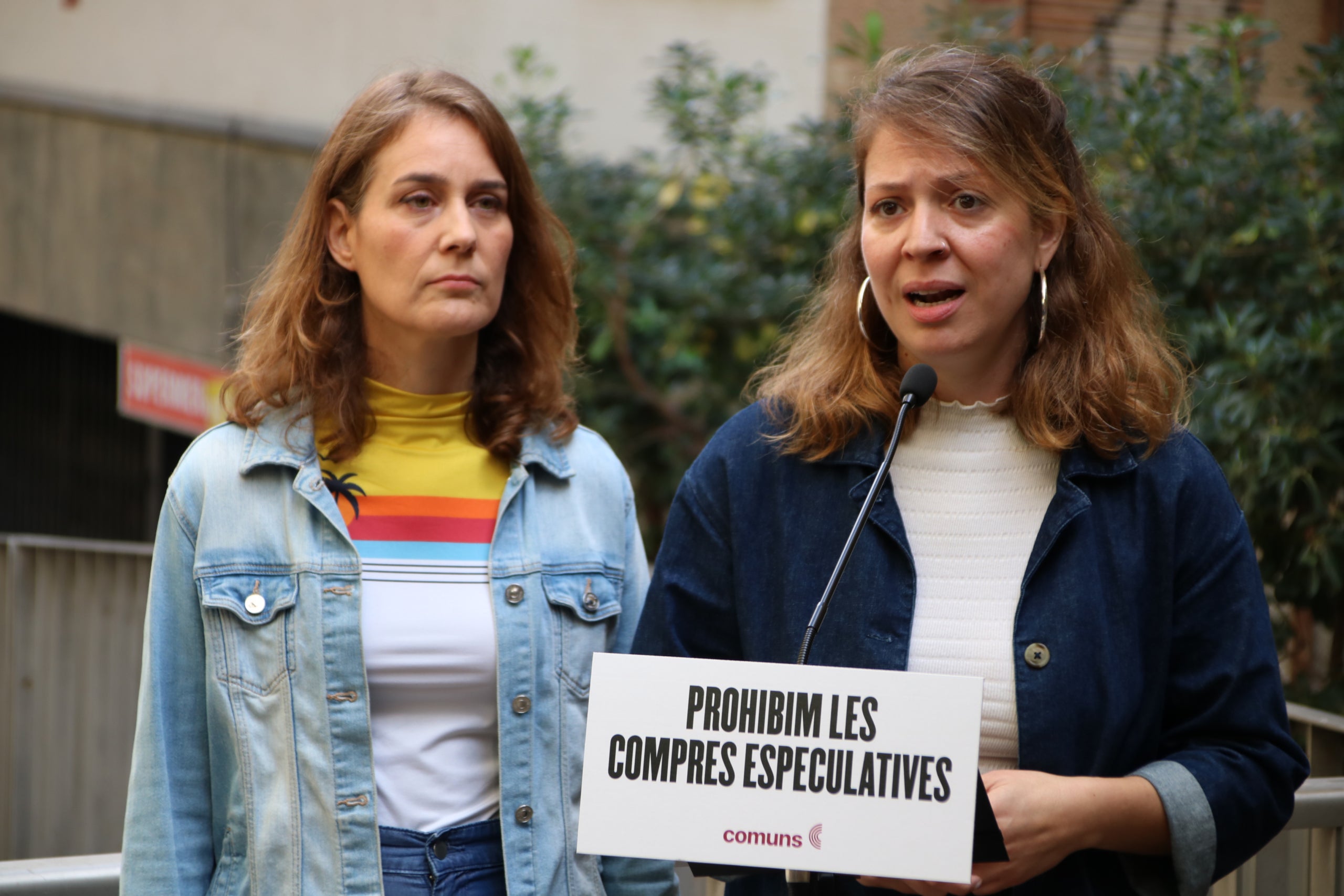 Jéssica Albiach i Janet Sanz, en una roda de premsa aquest dijous al matí a Barcelona / ACN-Bernat Vilaró