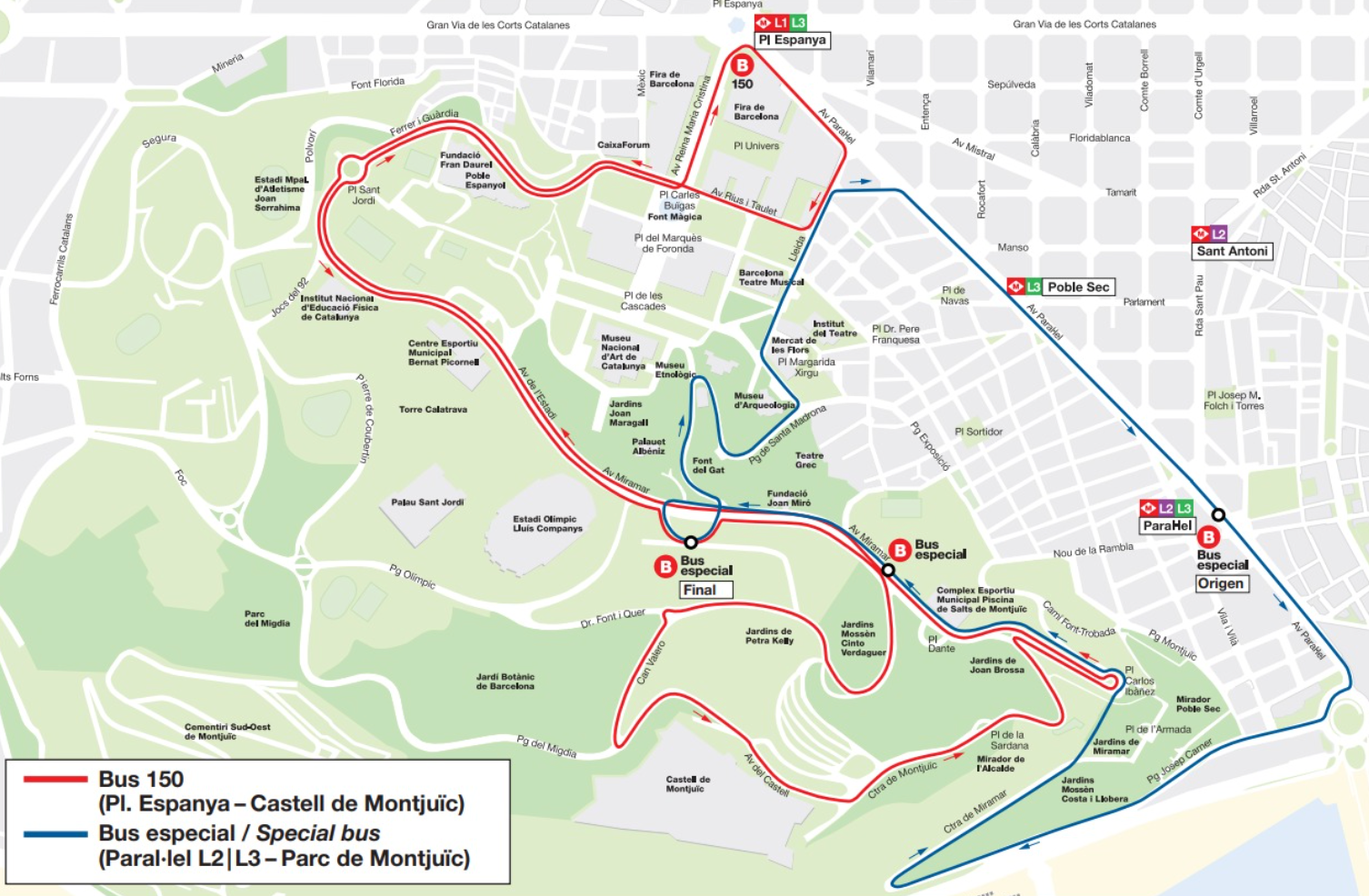 Mapa del recorregut en bus llançadora mentre durin les obres
