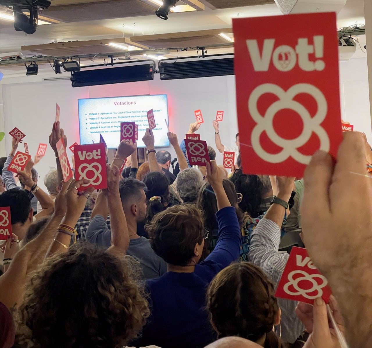 El plenari de Barcelona en Comú, el 18 d'octubre, durant la votació del codi ètic nou / Barcelona en Comú
