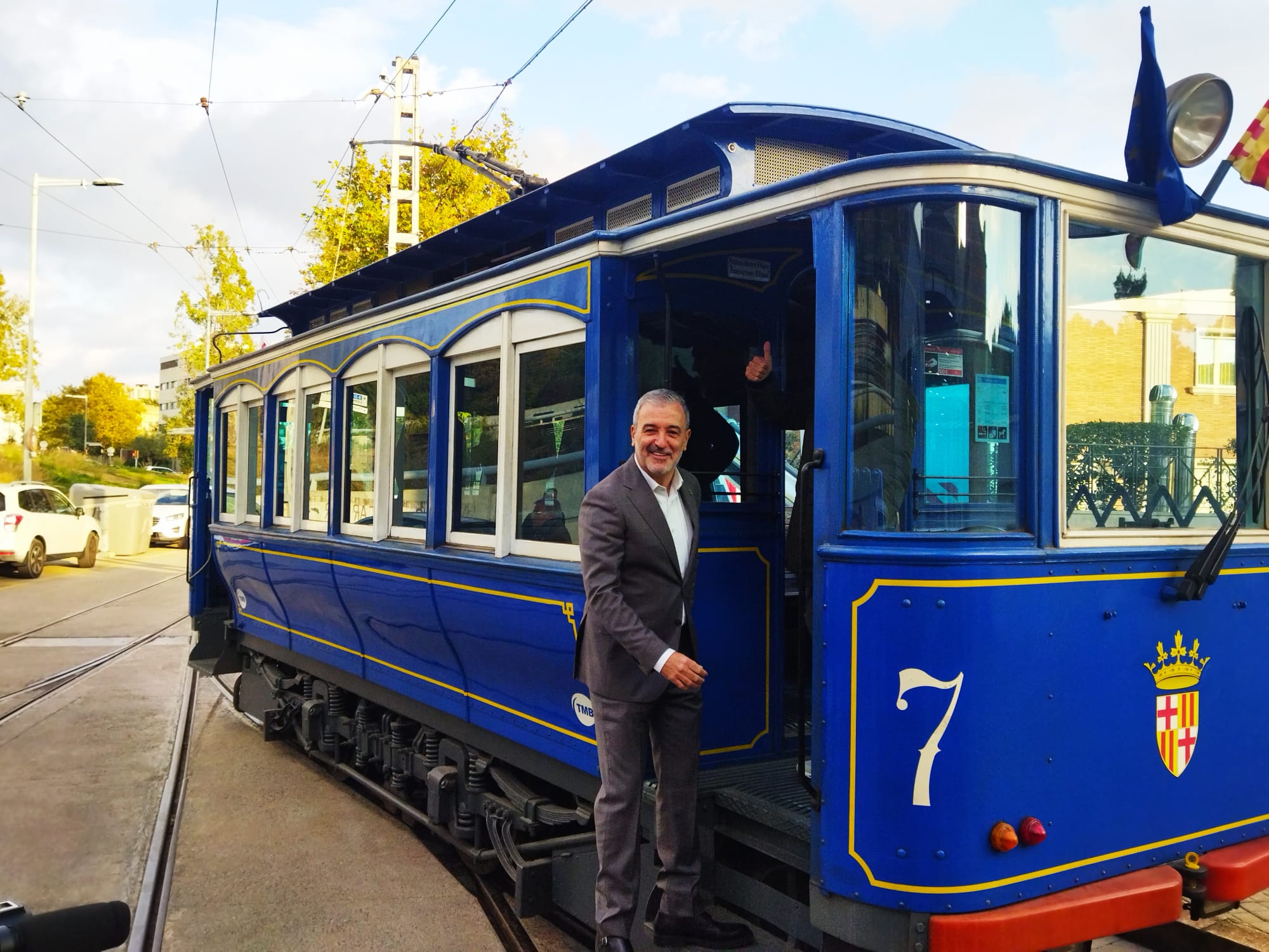 Jaume Collboni, aquest dijous, durant la presentació del projecte del Tramvia Blau / Jordi Subirana