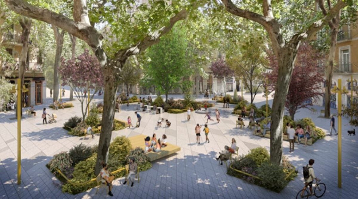 Render del eje verde de Sant Antoni que se reformará / Ajuntament de Barcelona