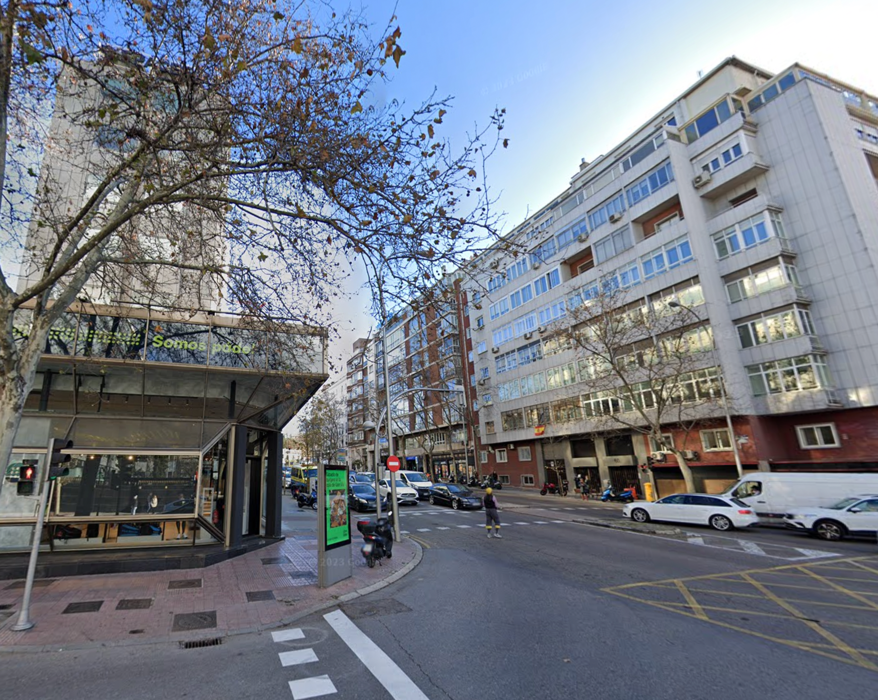 La cruïlla entre els carrers de María de Molina i del Principe de Vergara, al barri de Salamanca de Madrid en l'actualitat / Google Maps