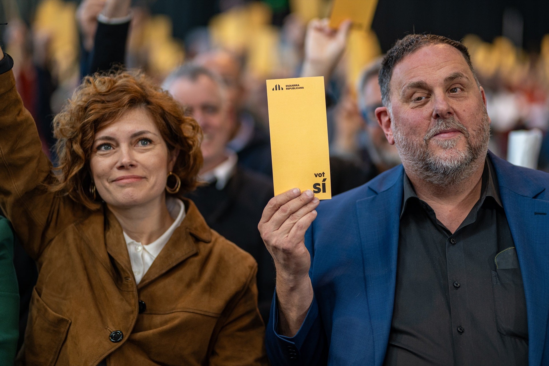 Elisenda Alamany y Oriol Junqueras en un congreso de ERC | Lorena Sopêna / Europa Press
