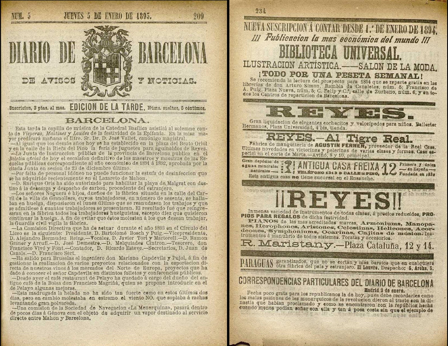El Diari de Barcelona recull com van ser els inicis de la cavalda de Reis, amb Ses Majestats, patges i llancers repartint joguines i dolços