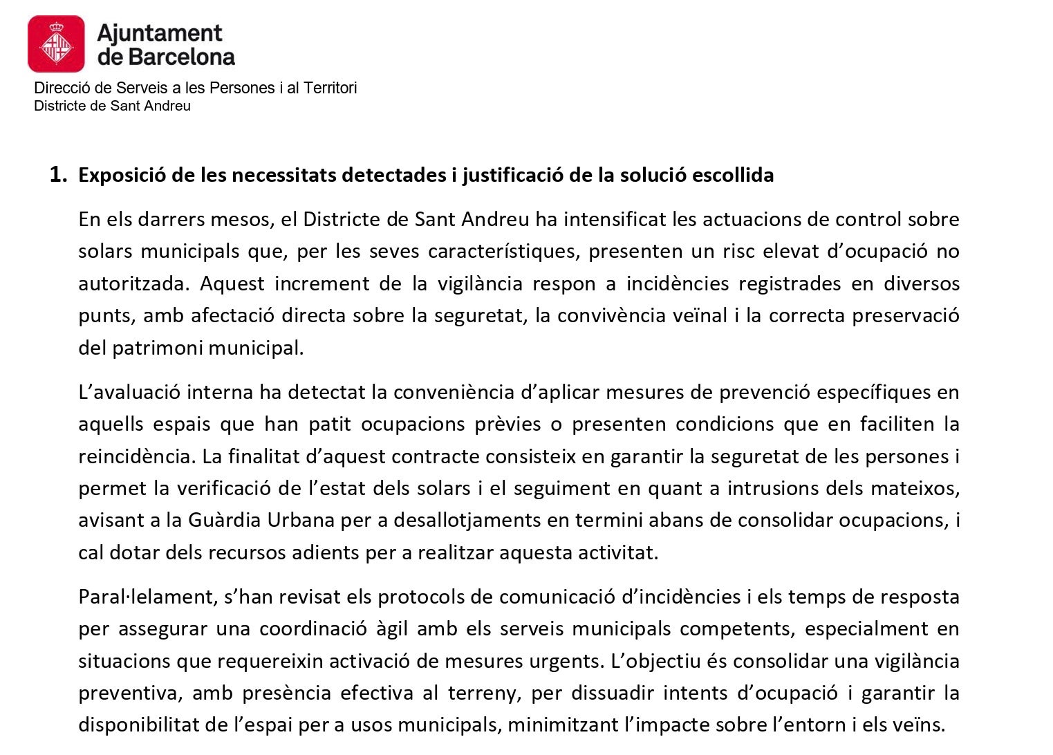 Parte del expediente de contratación de seguridad privada/QS