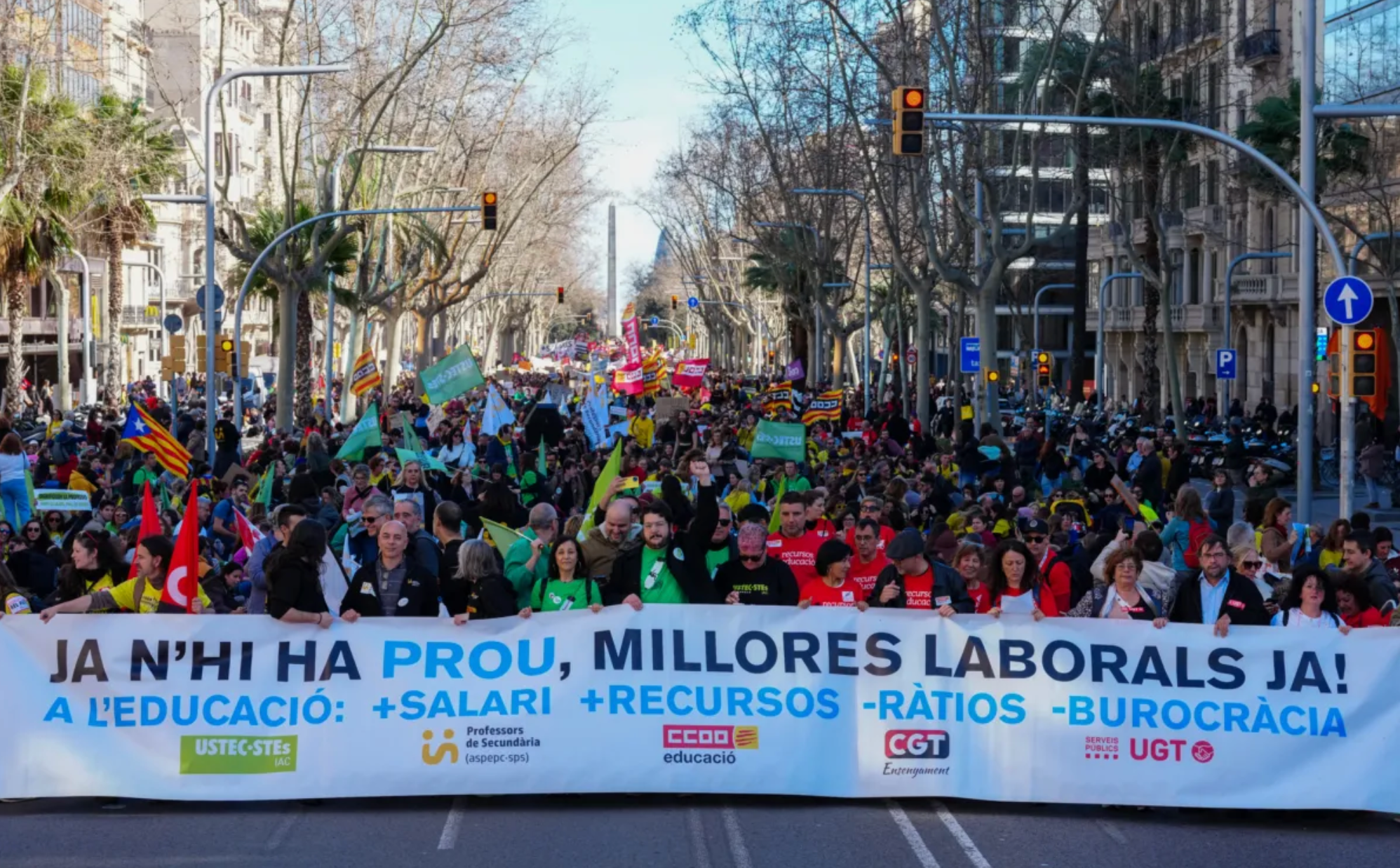 Un moment d'una protesta de mestres a Barcelona 