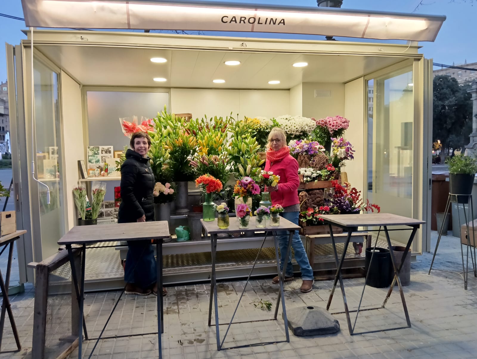 La parada de Flors Carolina, a la plaça de Catalunya, aquest dimarts / Cedida-Flors Carolina