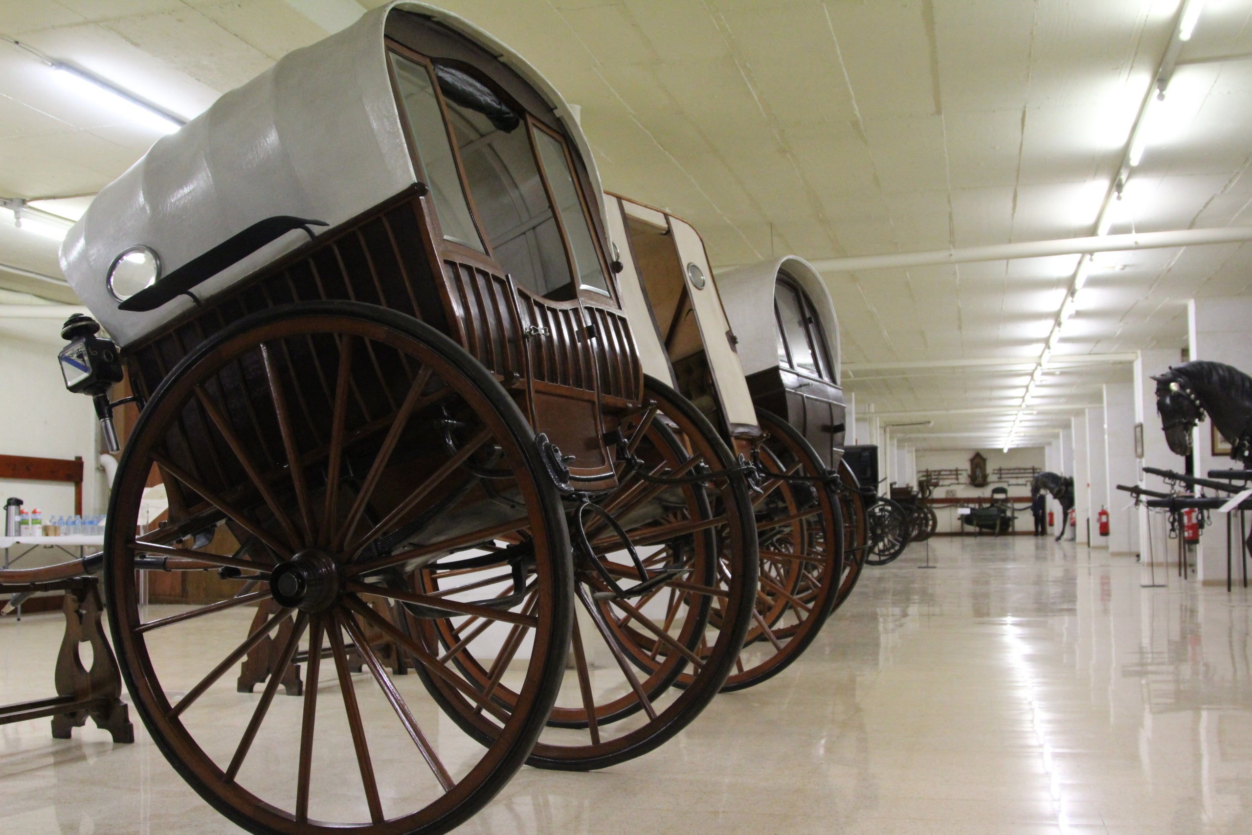 Algunes de les peces que formen part del Museu de Carruatges que FCC té a la Vall d'Hebron / A.R.