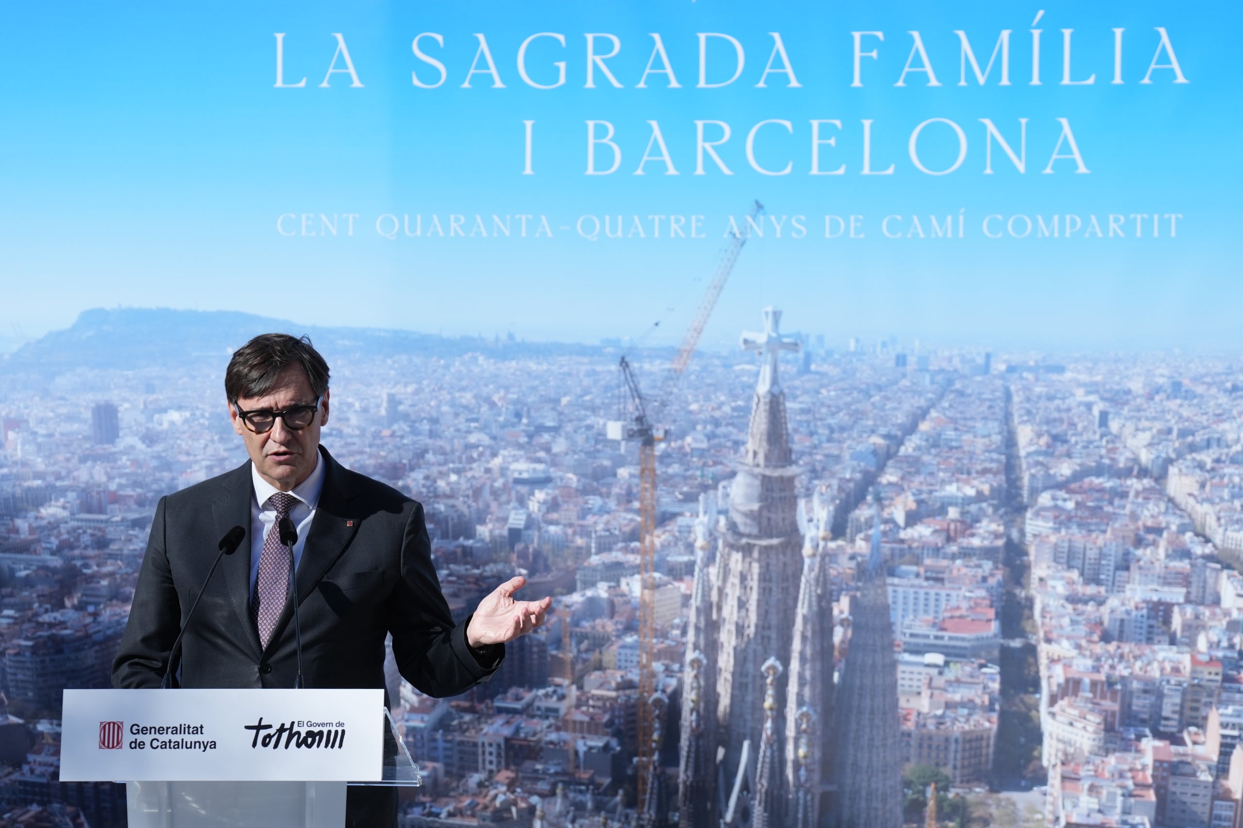 El president de la Generalitat de Catalunya, Salvador Illa, intervé durant la inauguració de l'exposició 'Gaudí. La Sagrada Família i Barcelona. 144 anys de camí compartit' / Europa Press