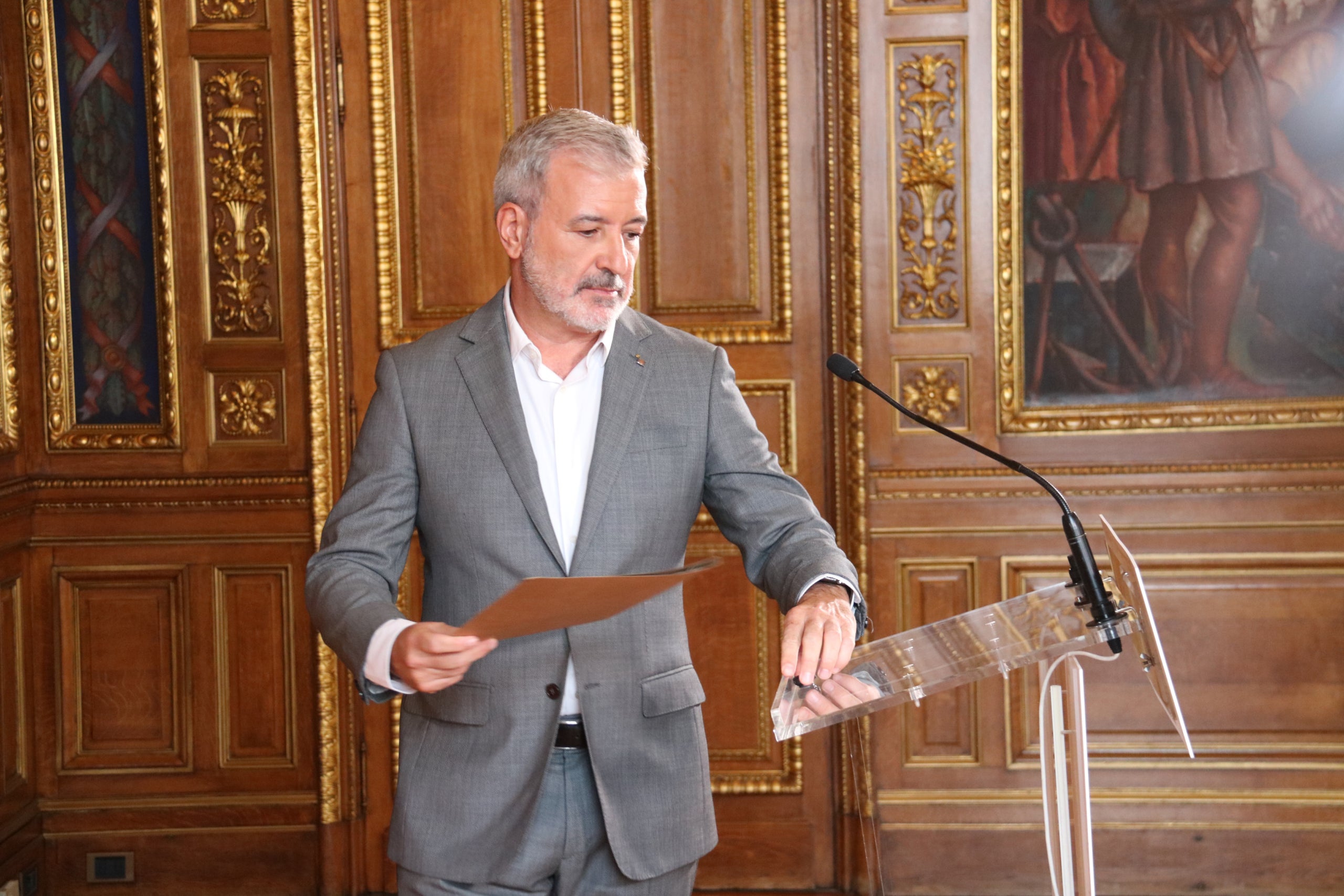 Jaume Collboni, abans de la declaració institucional sobre la futura llei europea de l'habitatge assequible / ACN-Miquel Codolar
