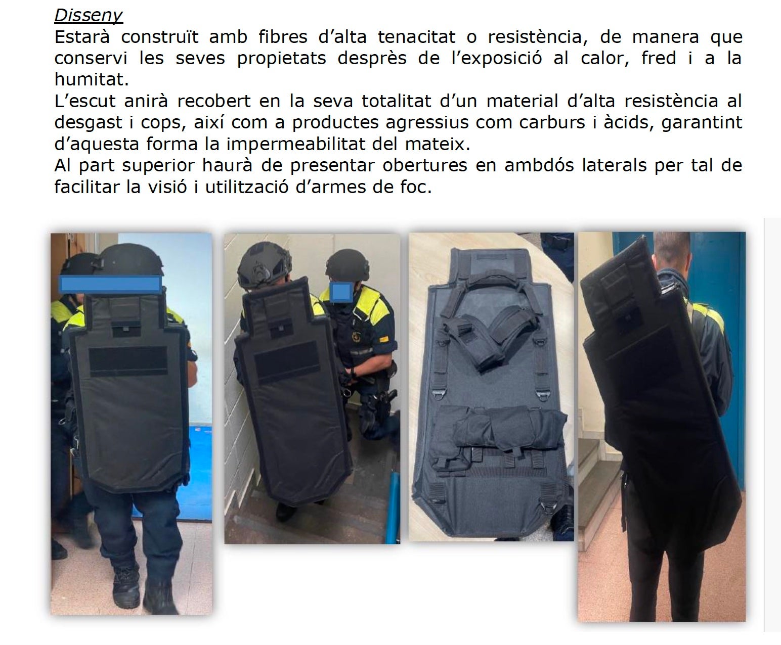 Els escuts balístics que Batlle vol per la UREP