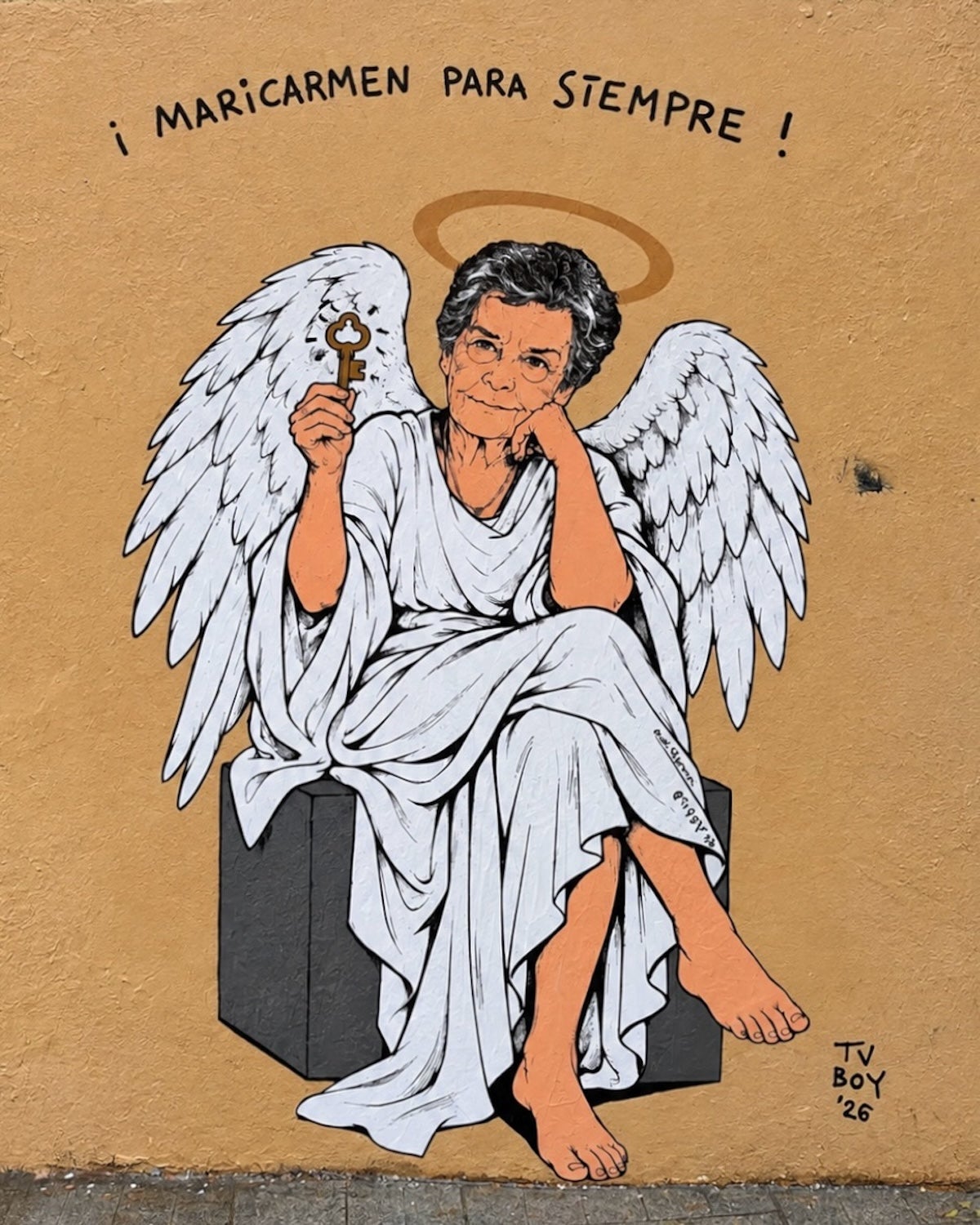 Mural de TVBoy de la Maricarmen, la dona desnonada que ha mort / Instagram TV Boy