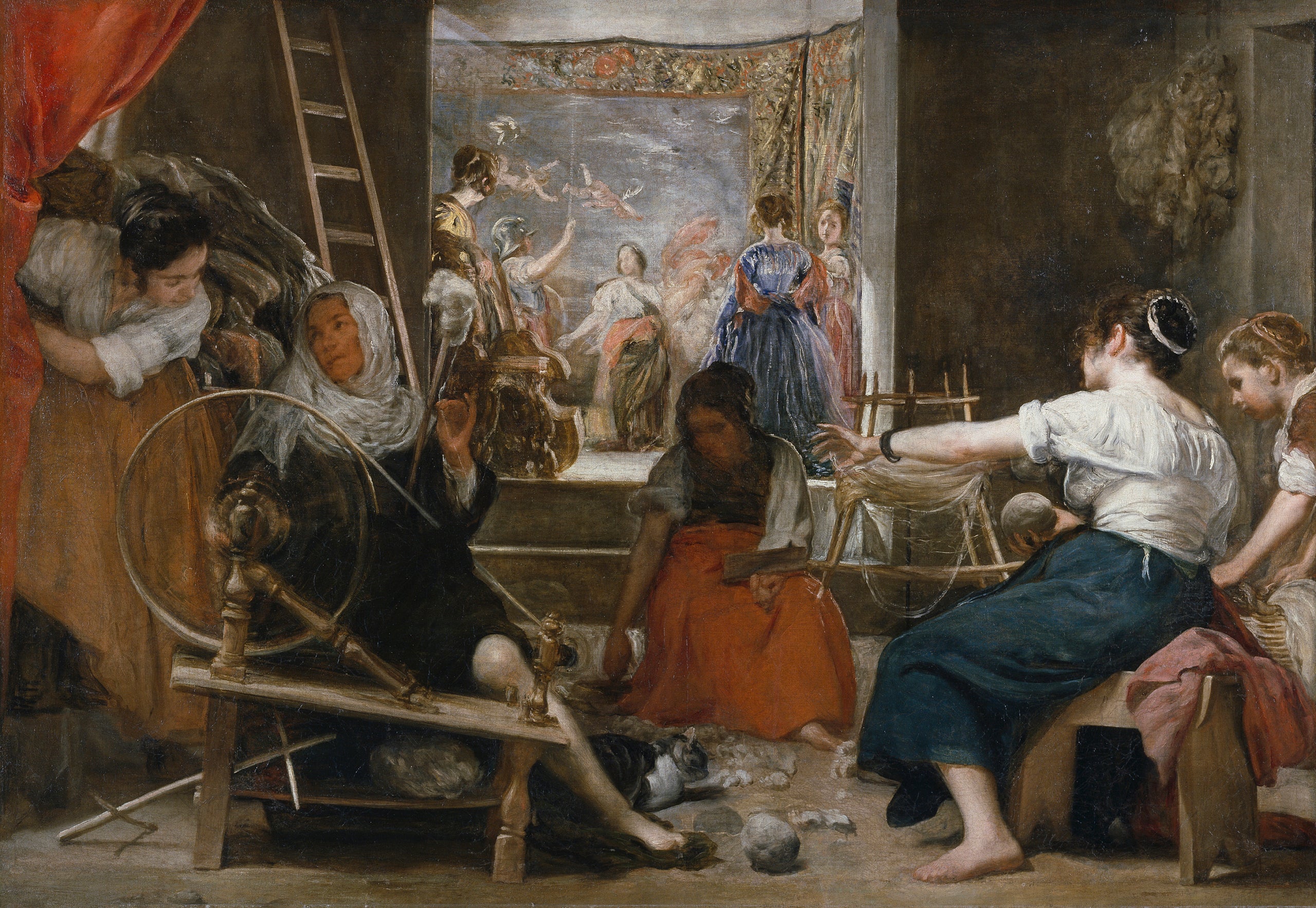 Las hilanderas o la fábula de Aracne / Diego Rodríguez de Silva y Velázquez (1655 - 1660) / Museo del Prado